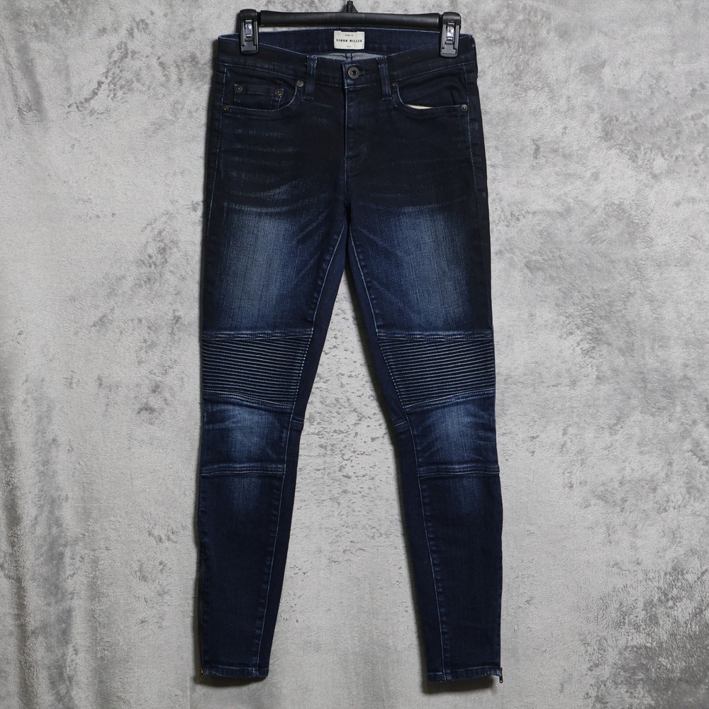 Simon Miller Jeans Womens 26x27 Blue W002 Motorcycle Evant Moto Ankle Zip USA